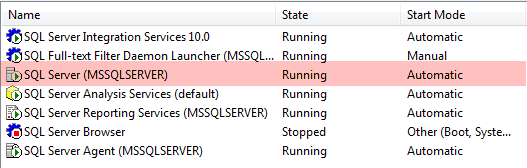Running - SQL Services